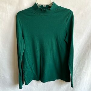 White Stag green long sleeve cotton mock turtleneck, size L